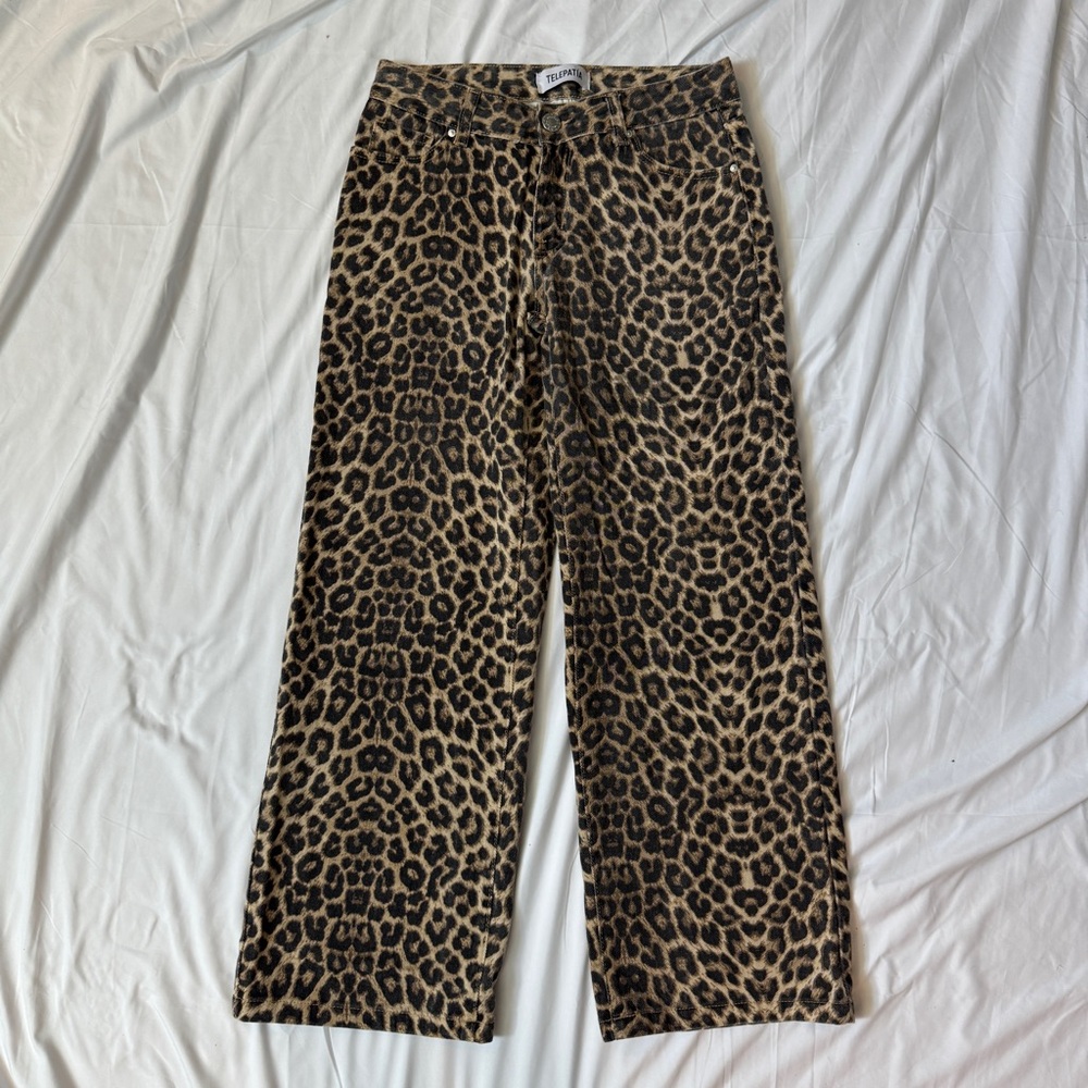 Leopard Print Flare & Wide Leg Jeans